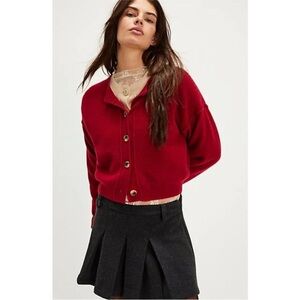 NWT Free People Red Lila Cashmere Cardigan Sweater